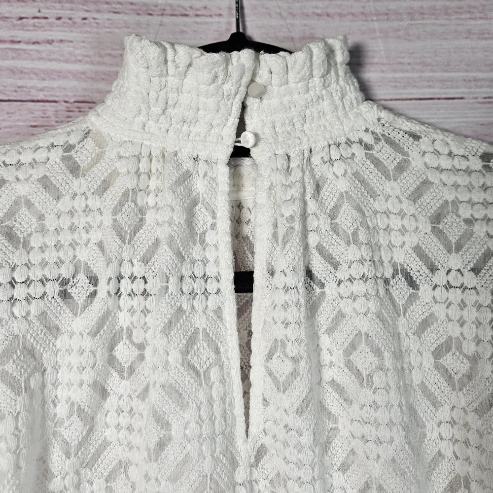Sezane Shona White Lace Long Sleeve Blouse - Picture 11 of 15